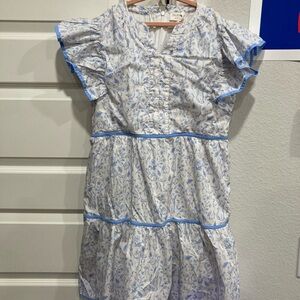 Girls: At This Time Light Blue Toile Dress Easter